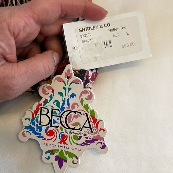 BECCA SWIM BIKINI HALTER TOP.  NEW WITH TAGS - Picture 3 of 7